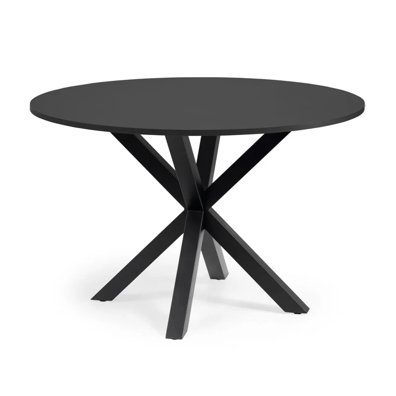 Argo round table in black lacquered MDF with steel legs with black finish Ø 120 cm