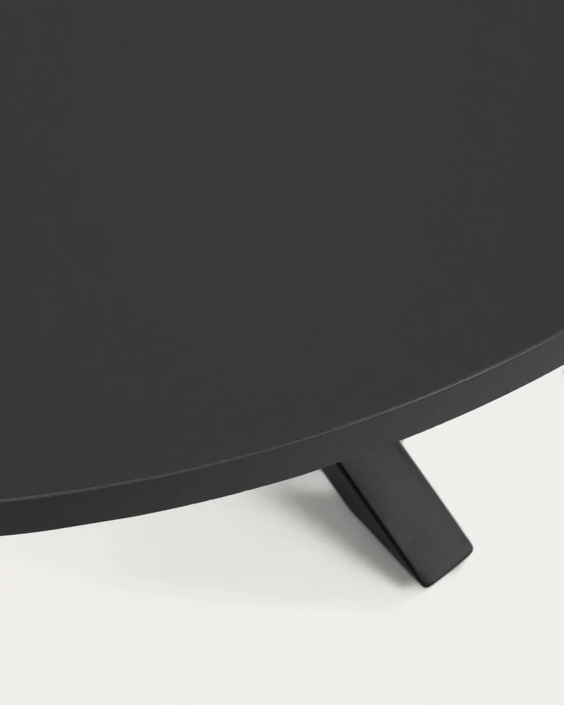 Argo round table in black lacquered MDF with steel legs with black finish Ø 120 cm