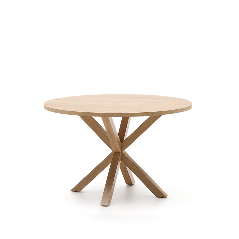 Argo round table in melamine with natural finish and wood-effect steel legs Ø 120 cm