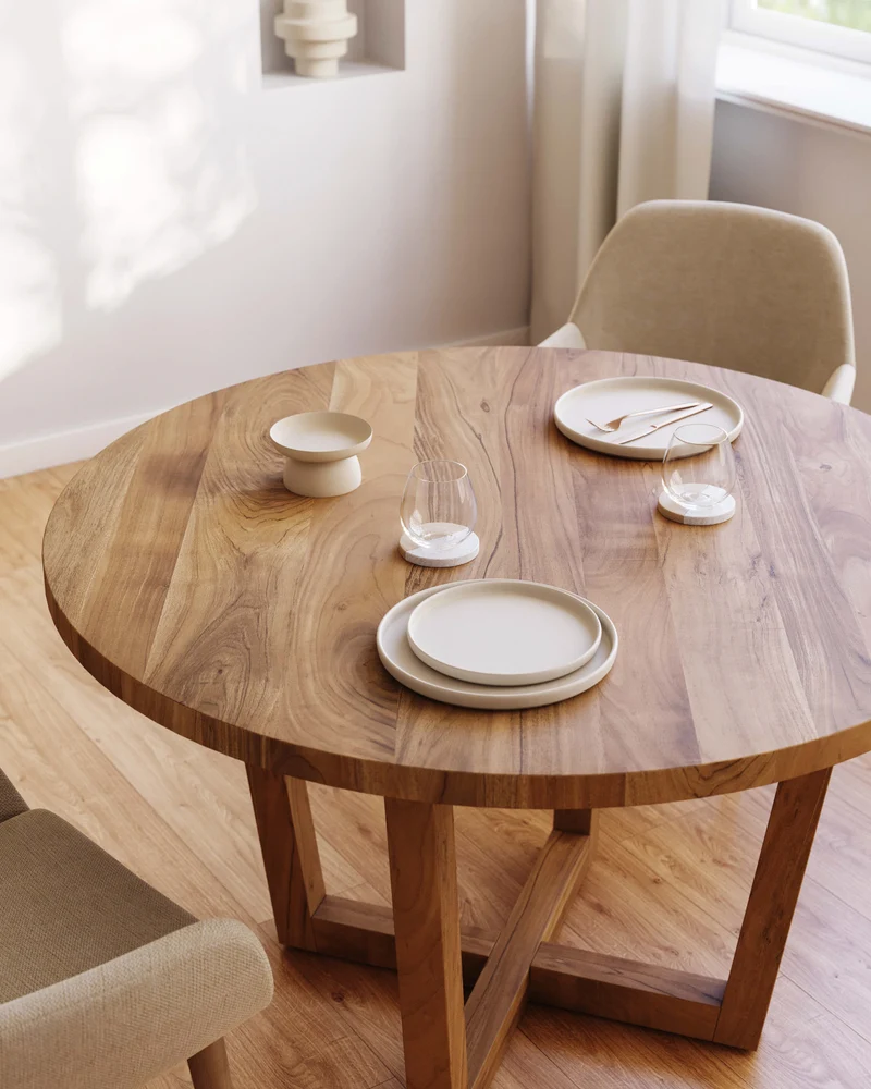 Nahla round table made from solid acacia wood with natural finish Ø 120 cm