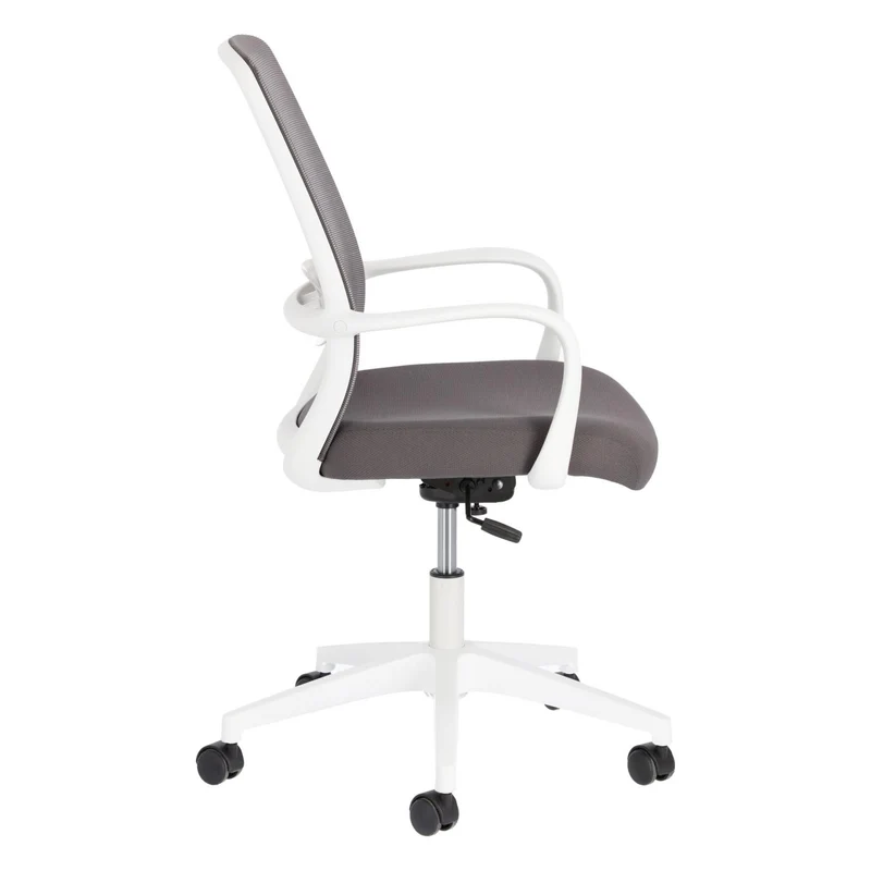 Melva office chair in grey and legs made of steel in white