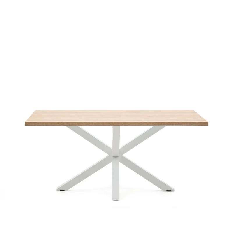 Argo table in melamine with natural finish and steel legs with white finish 160 x 100 cm