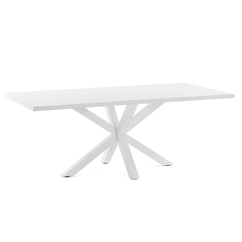 Argo table in melamine with black finish and steel legs with white finish 160 x 100 cm