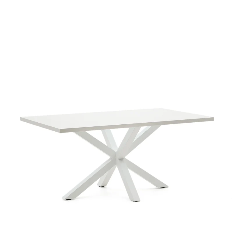 Argo table in melamine with black finish and steel legs with white finish 160 x 100 cm