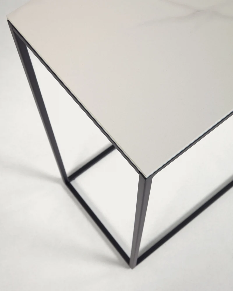 Rewena console table with Kalos Blanco porcelain top and steel structure, 110 x 75 cm