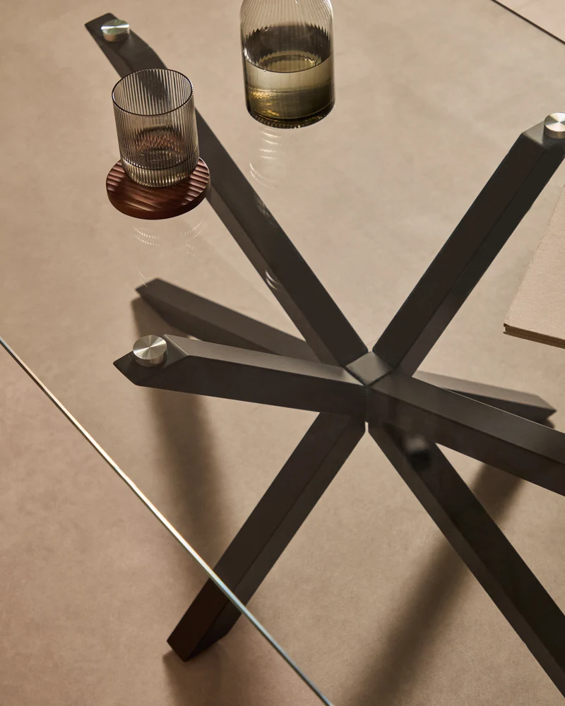 Argo coffee table glass black legs 130 x 70 cm