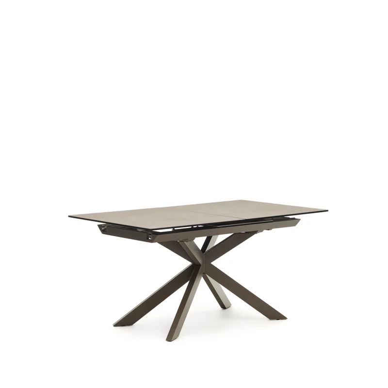 Atminda extendable table, porcelain and steel legs with a grey finish, 160 (210) x 90 cm