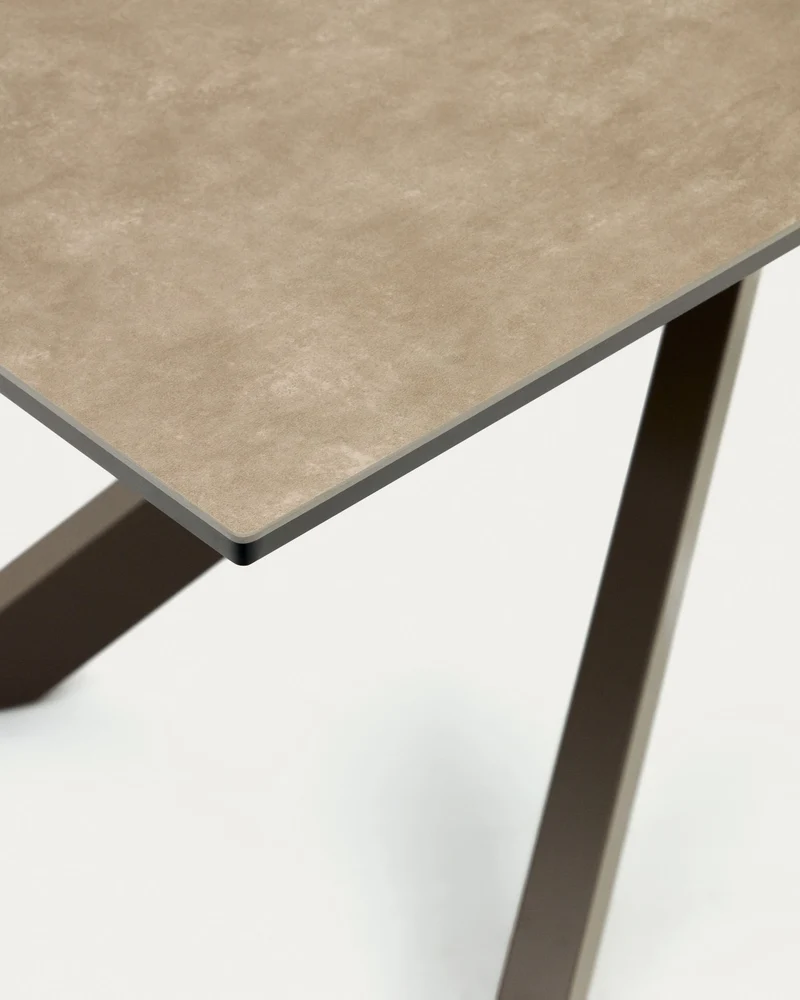 Atminda extendable table, porcelain and steel legs with a grey finish, 160 (210) x 90 cm
