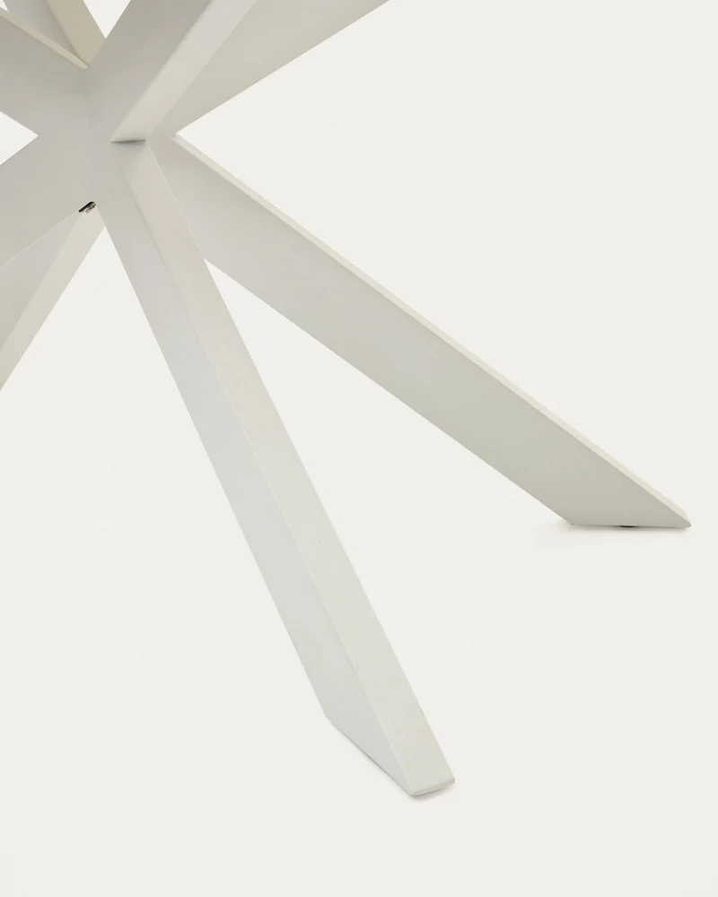 Atminda extendable table in glass and MDF with steel legs in white, 160 (210) x 90 cm