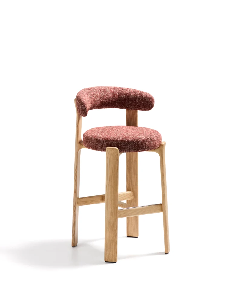 Granite stool in terracotta chenille & natural 75cm
