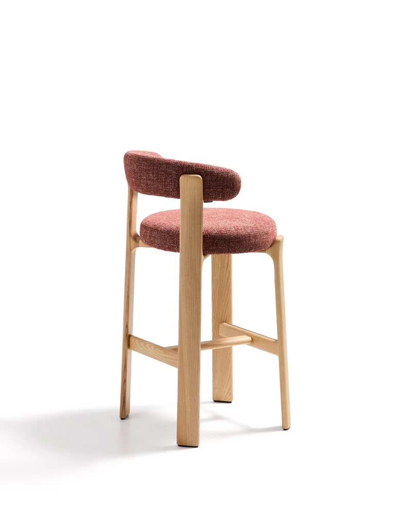 Granite stool in terracotta chenille & natural 75cm