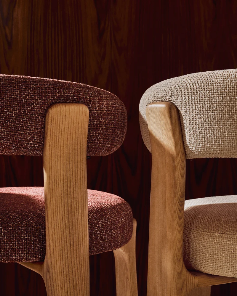Granite stool in terracotta chenille & natural 75cm