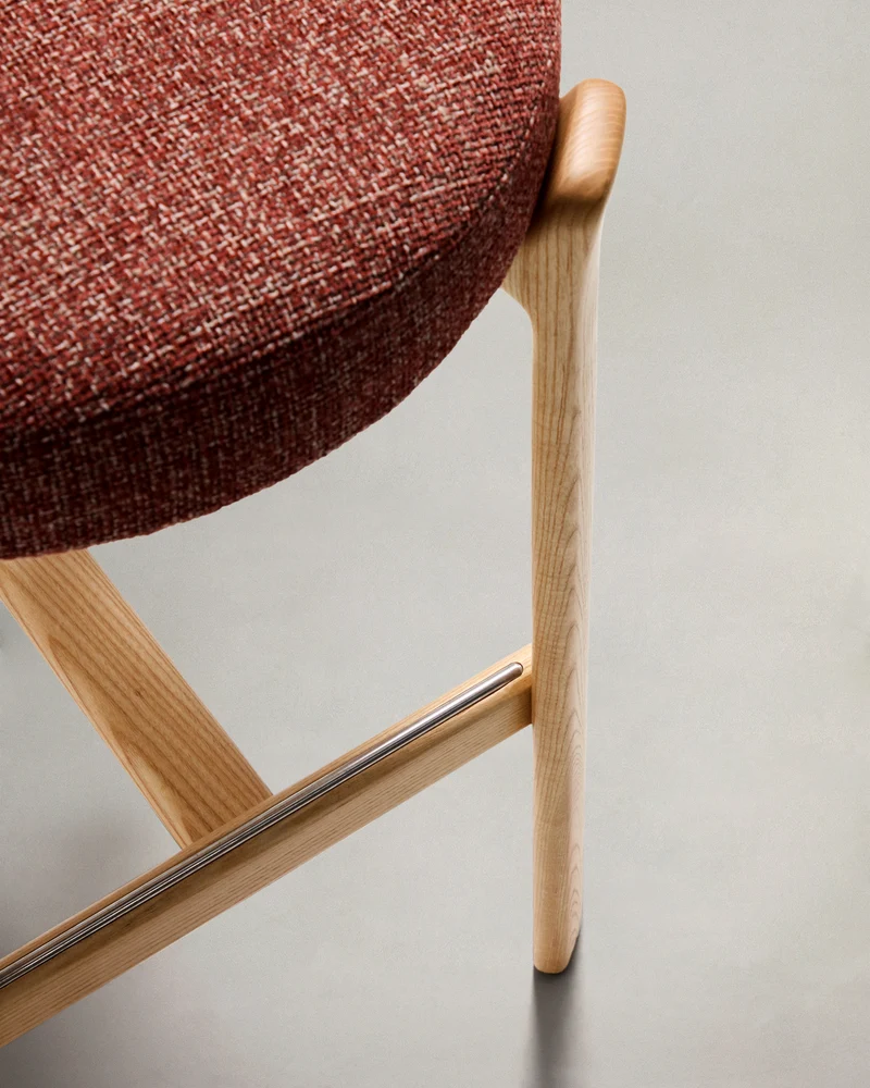 Granite stool in terracotta chenille & natural 75cm