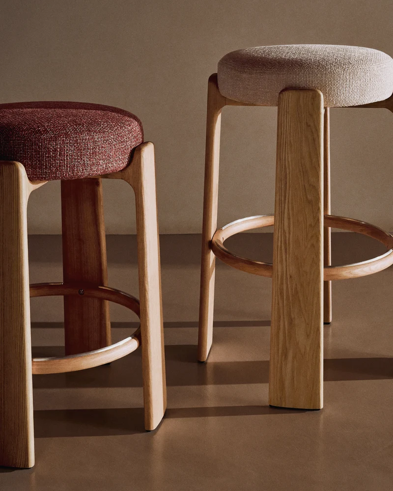 Granite stool beige chenille & ash 75cm