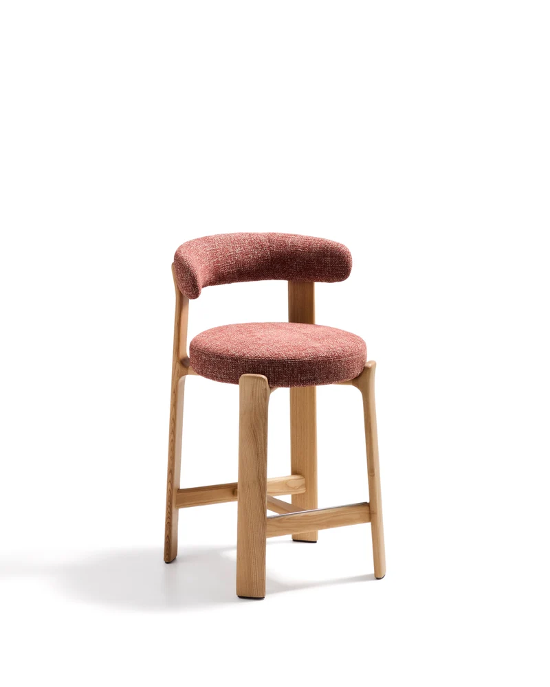 Granite stool in terracotta chenille & ash 65cm