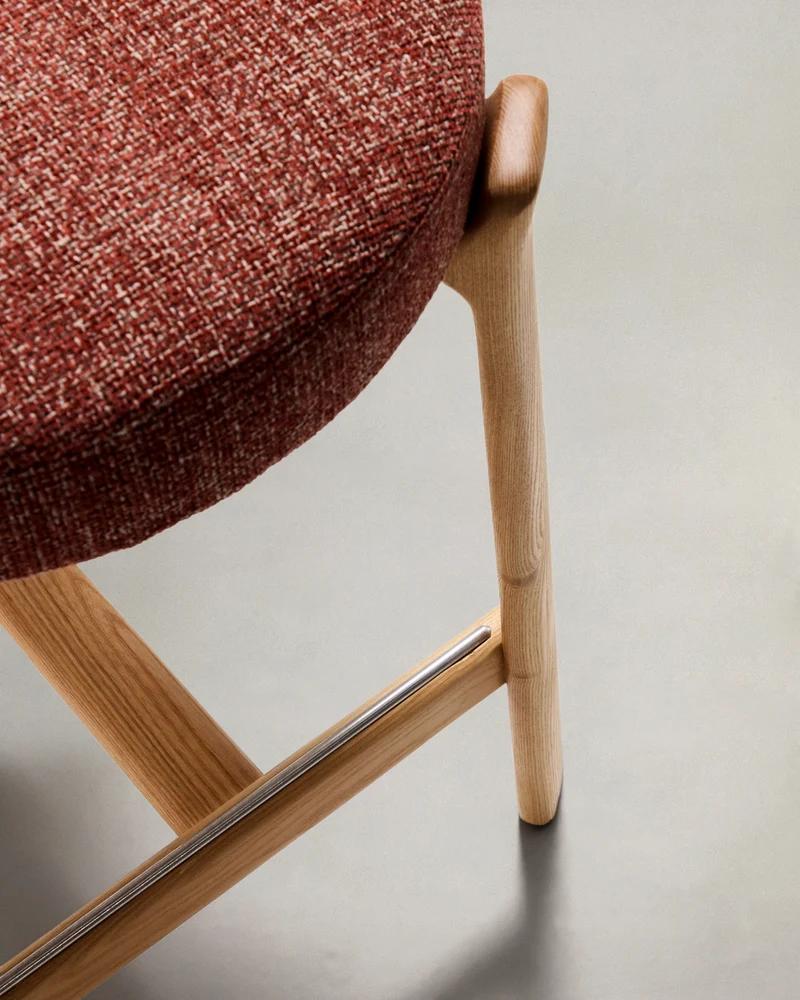 Granite stool in terracotta chenille & ash 65cm