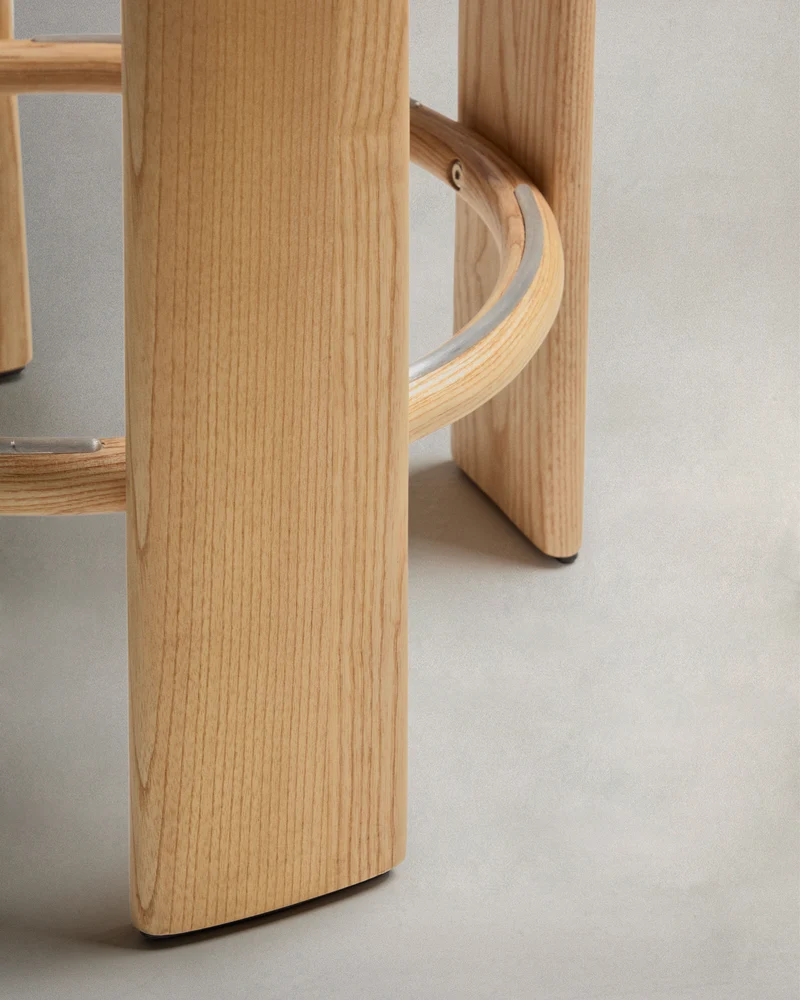 Granite stool in beige chenille & ash 65cm