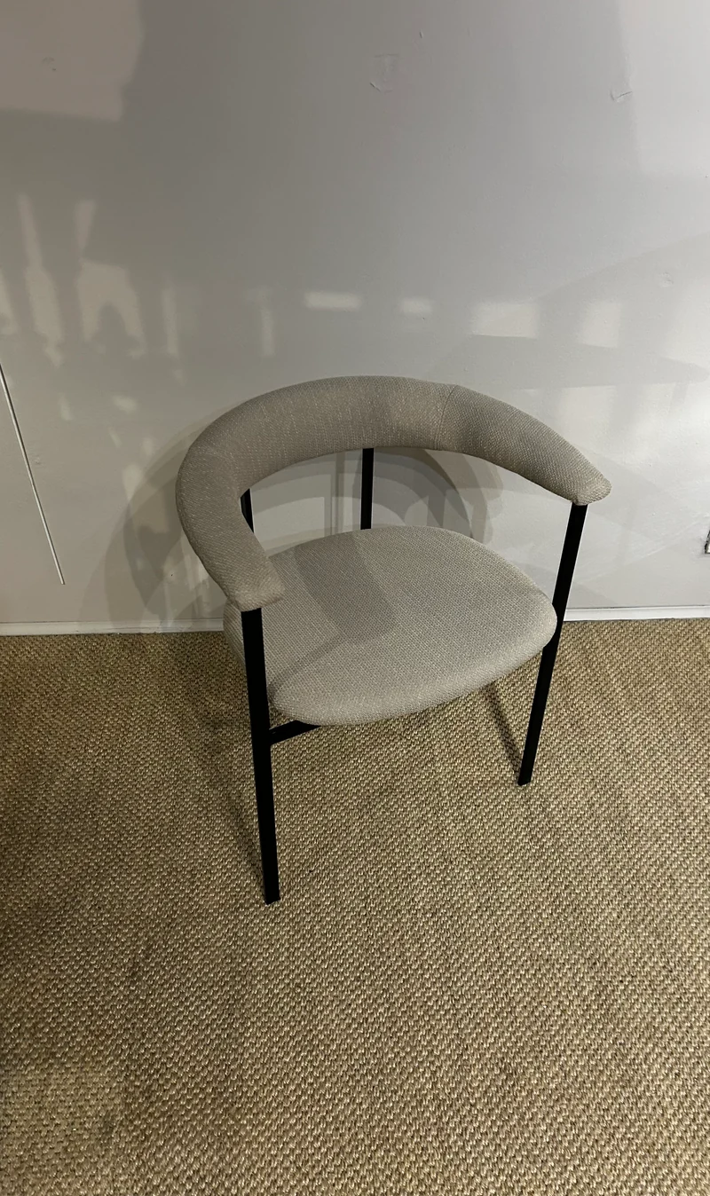 Dining Chair with Black Metal Legs and Upholstery