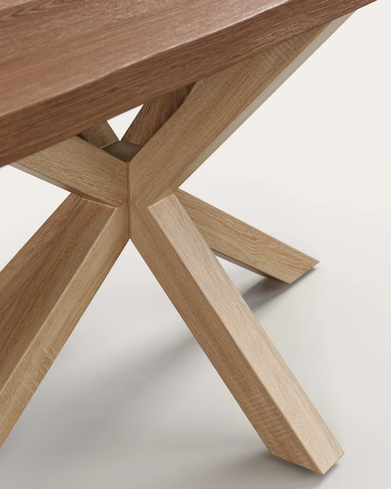 Argo table in aged oak veneer and wood-effect steel legs 220 x 100 cm