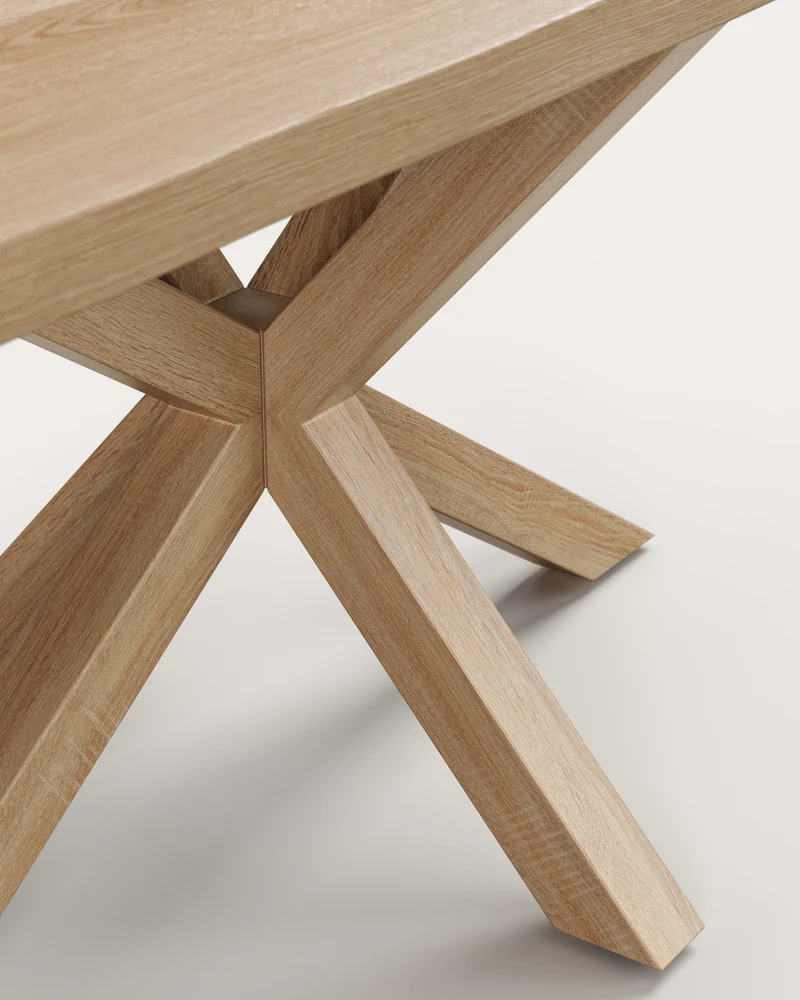 Argo table in whitewashed oak veneer and wood-effect steel legs 180 x 100 cm
