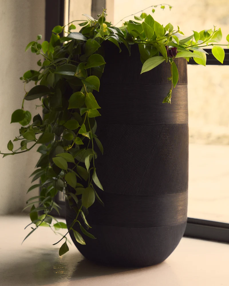 Set of 2 Tival black cement-effect planters Ø 45 cm / Ø 32 cm
