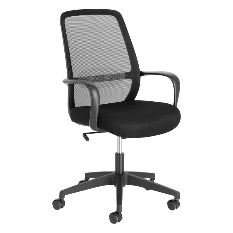 Melva office chair in black and legs made of steel in black