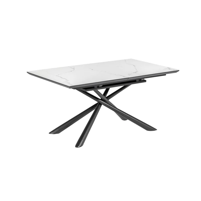 Theone porcelain extendable table in white and black steel legs 160 (210) x 90 cm