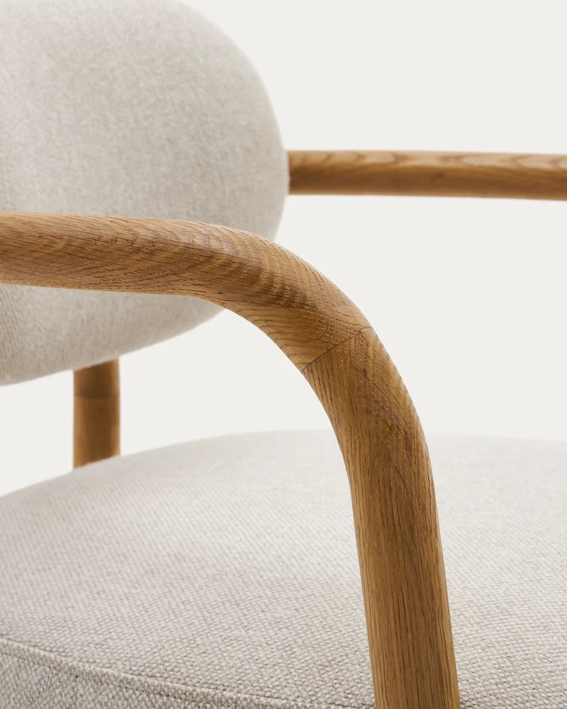 Melqui beige chair in solid oak wood a natural finish
