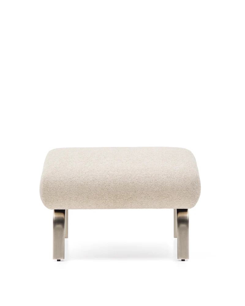Amsen beige footrest with brushed stainless steel legs 68 x 55 cm