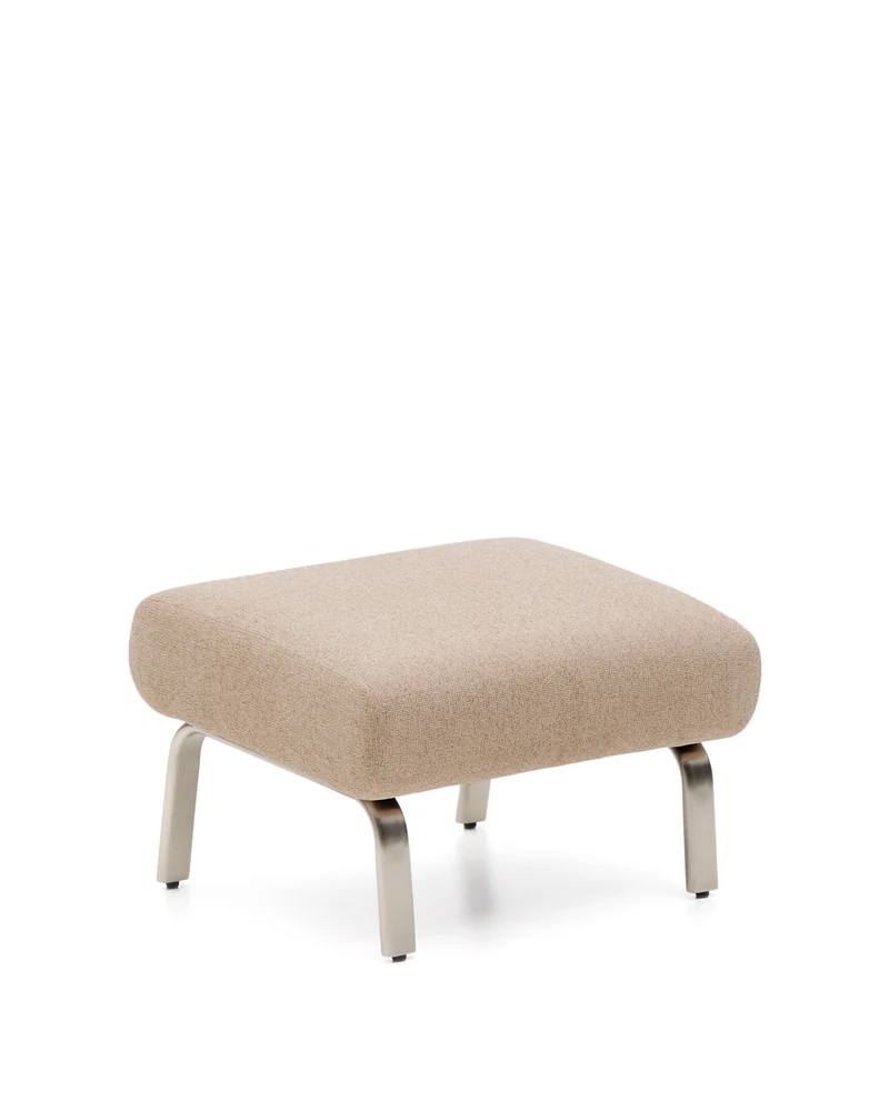 Amsen light brown footrest with brushed stainless steel legs 68 x 55 cm
