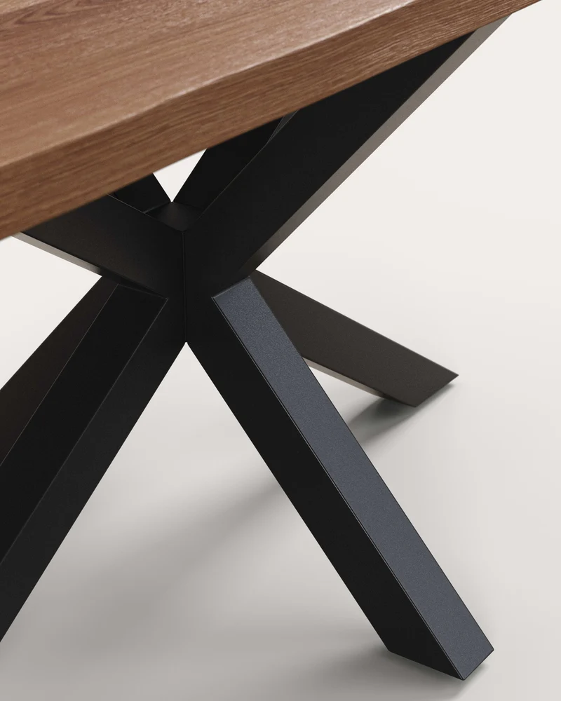 Argo table in aged oak veneer and steel legs in a black finish 160 x 90 cm