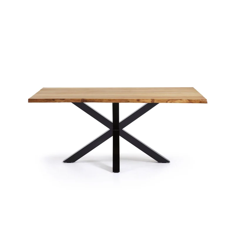 Argo oak veneer table with natural finish and steel legs with black finish 160 x 90 cm