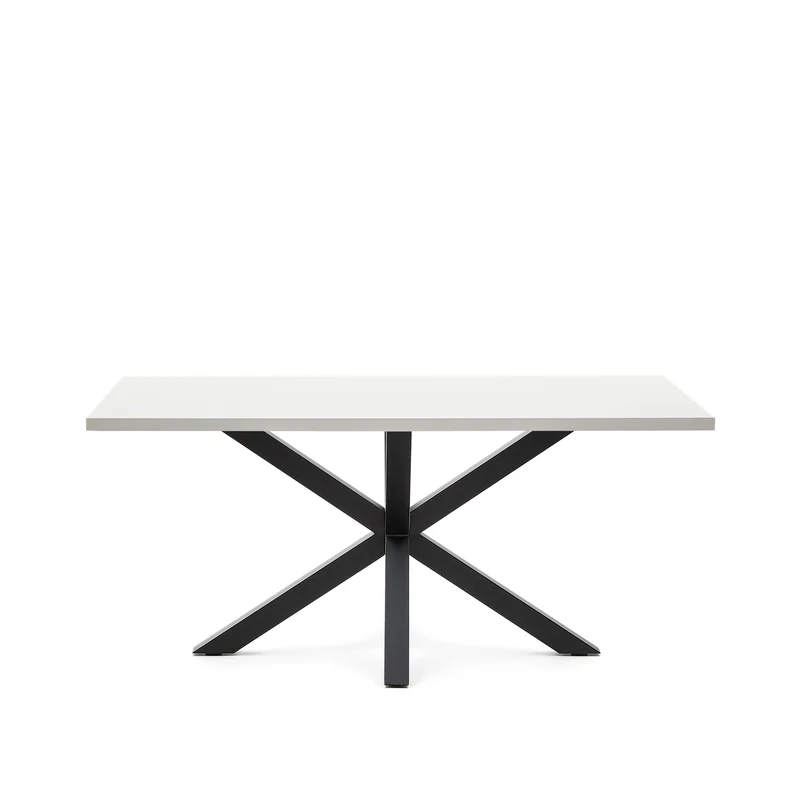 Argo table in melamine with white finish and steel legs with black finish 160 x 100 cm