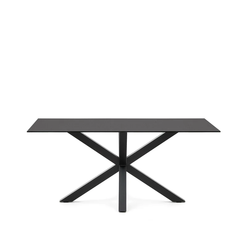 Argo table with black glass and black steel legs 160 x 90 cm