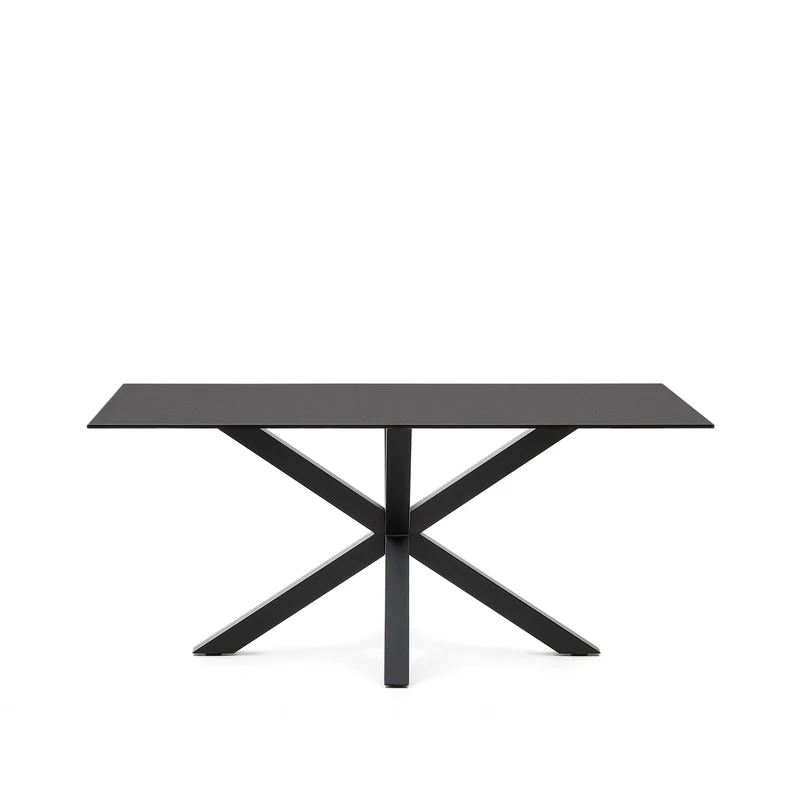 Argo table with black glass and black steel legs 160 x 90 cm