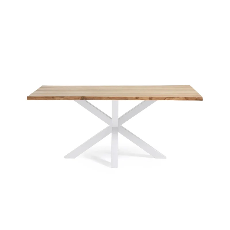 Argo oak veneer table with natural finish and steel legs with white finish 160 x 90 cm