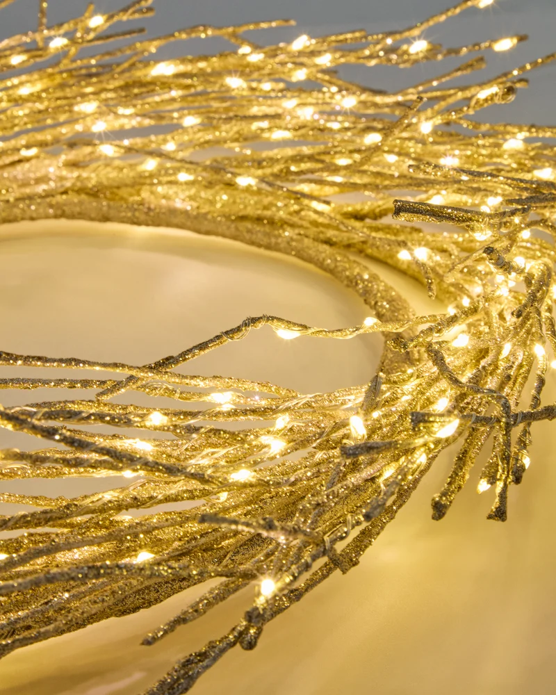 Bria luminous gold-coloured wreath, Ø60 cm
