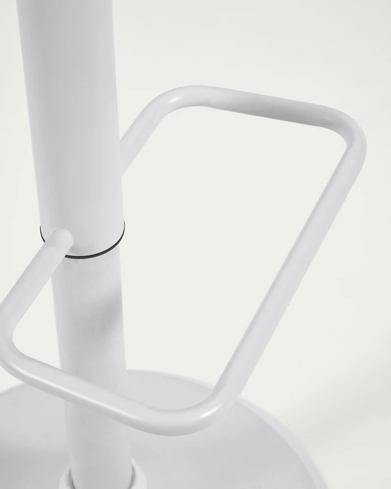 Orlando-T barstool white synthetic leather and matt white steel 60-82 cm