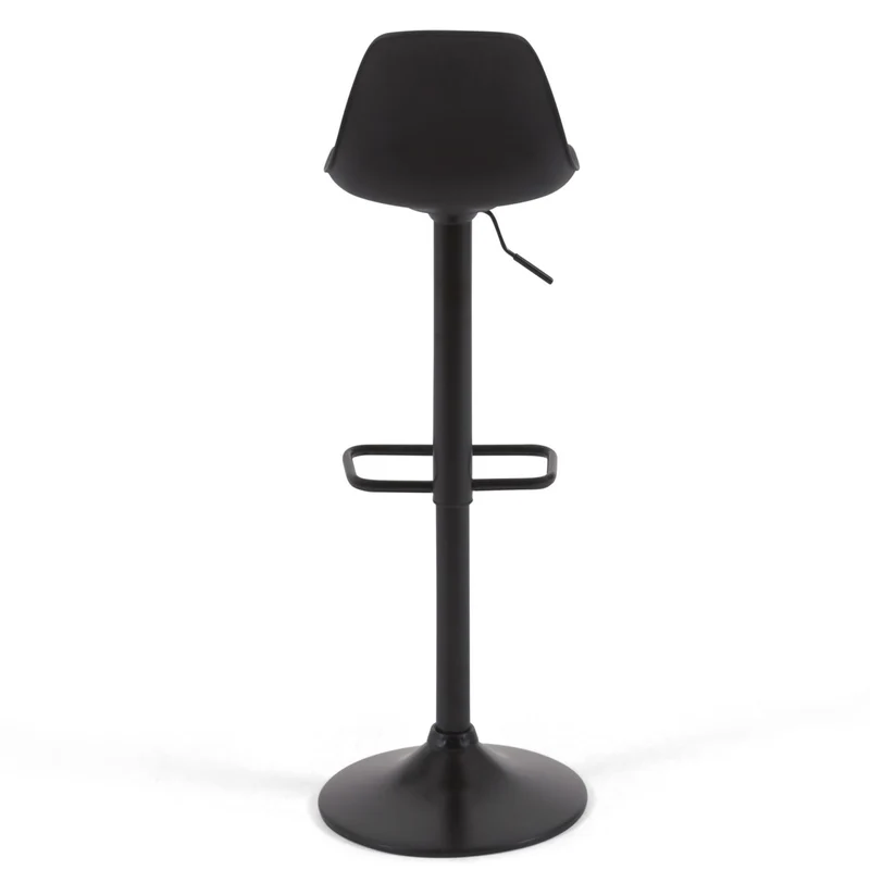 Orlando-T barstool - black synthetic leather and matt black steel 60-82 cm