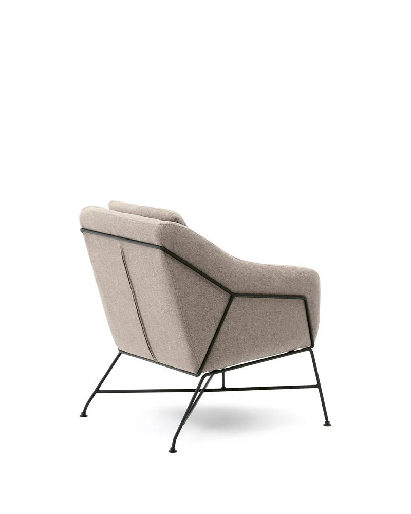 Brida armchair in beige and steel legs with black finish