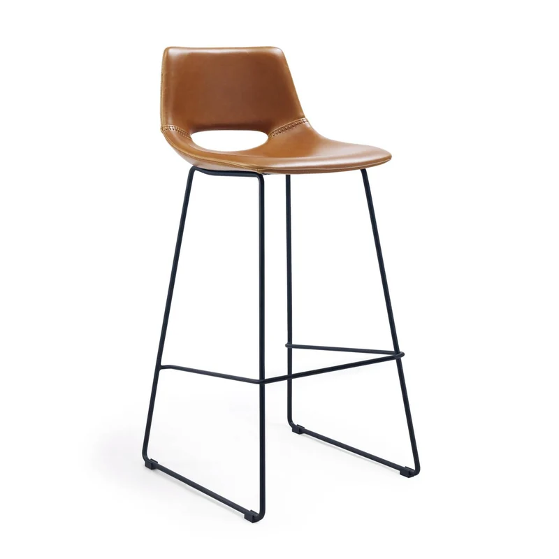 Brown synthetic leather Zahara barstool 76 cm