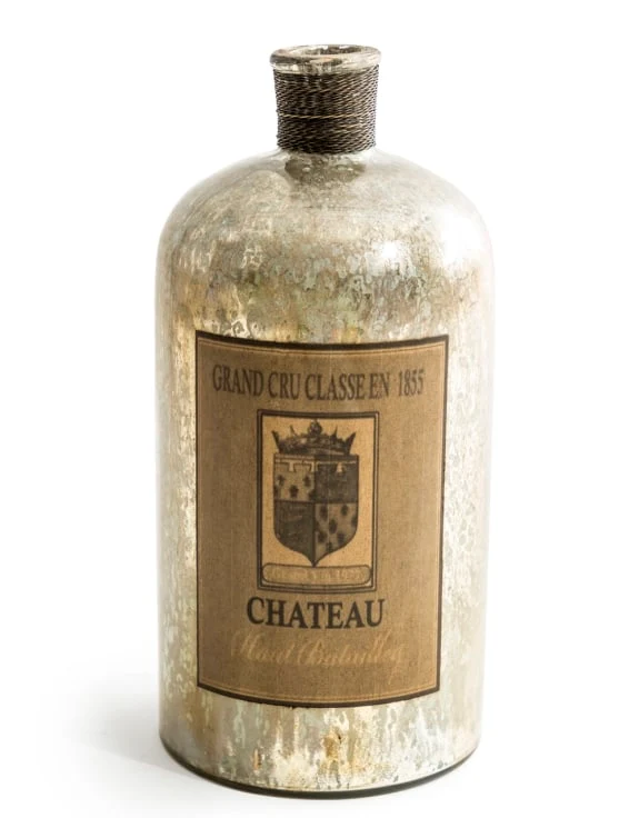 Antique Silver Glass Bottle - Extra Large