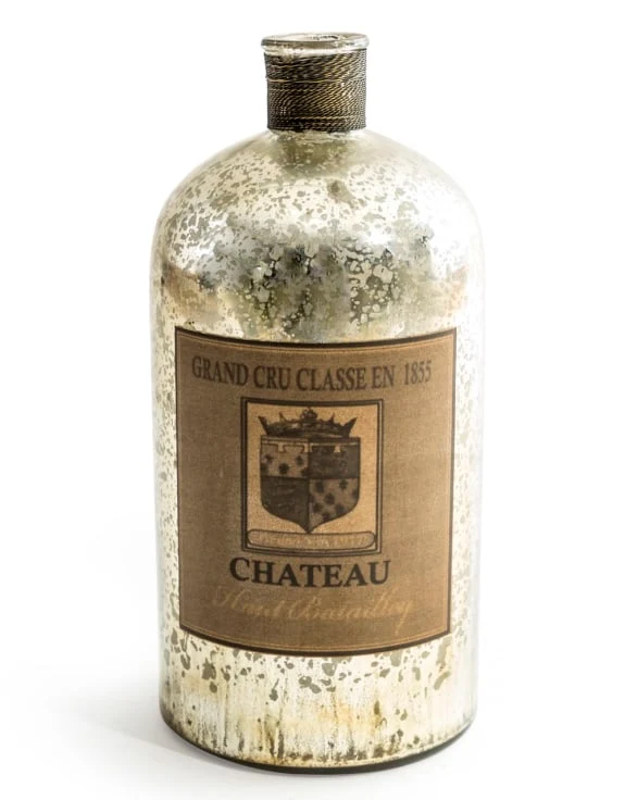 Antique Silver Glass Bottle - Large