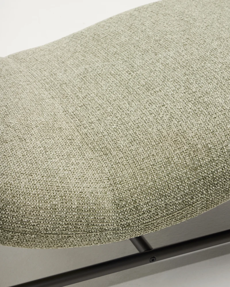 Osla divan in green chenille with brushed graphite stainless steel legs FSC 100% 174 cm