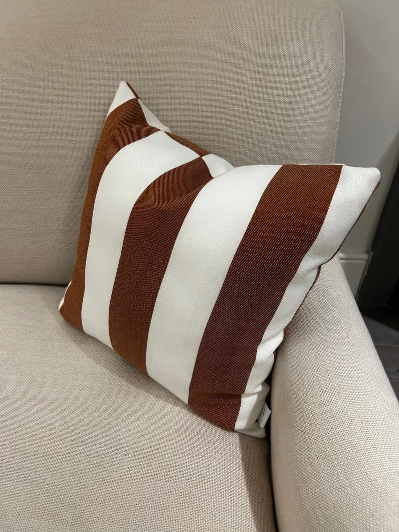 Evie Stripe Outdoor Cushion 45 x 45 - Burnt Sienna