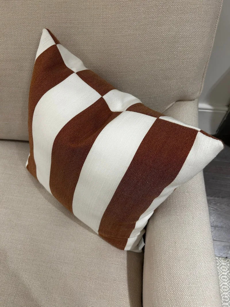 Evie Stripe Outdoor Cushion 45 x 45 - Burnt Sienna