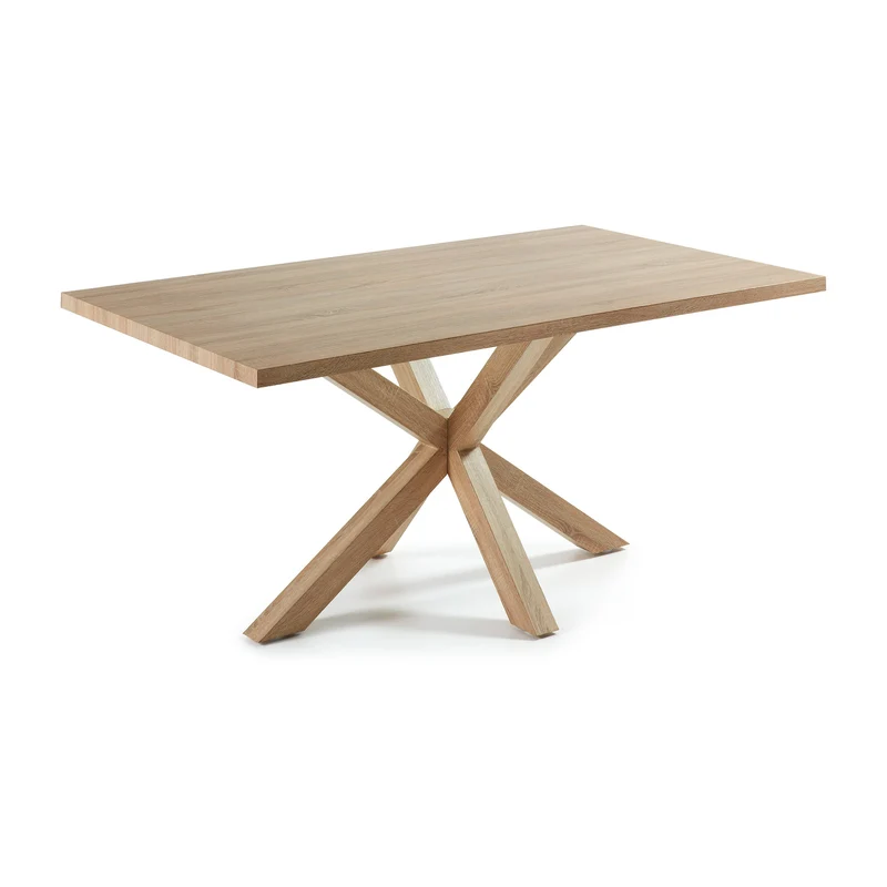 Argo table in melamine with natural finish and wood-effect steel legs 180 x 100 cm