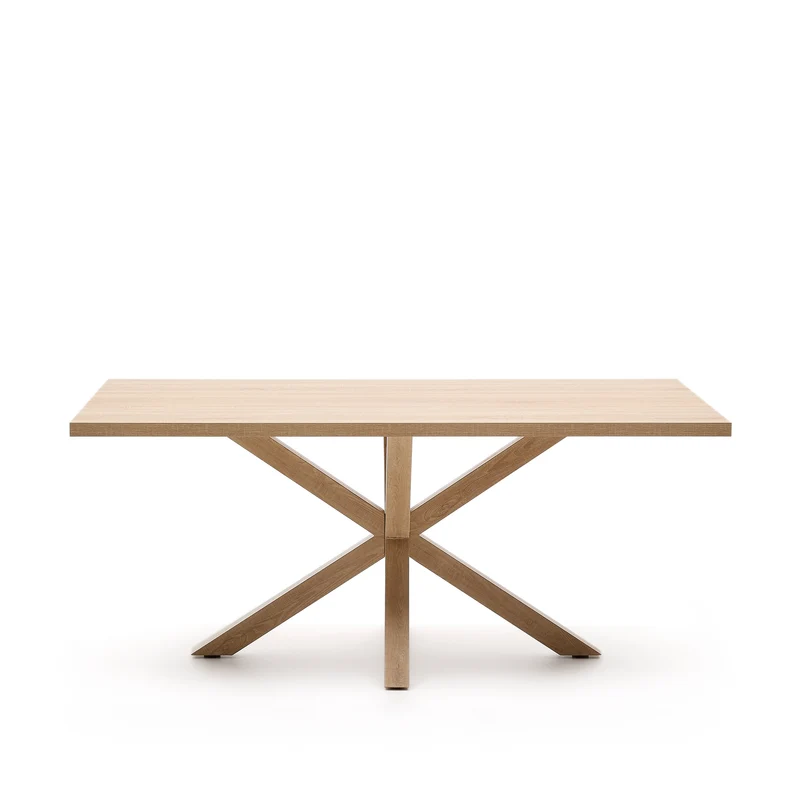 Argo table in melamine with natural finish and wood-effect steel legs 180 x 100 cm