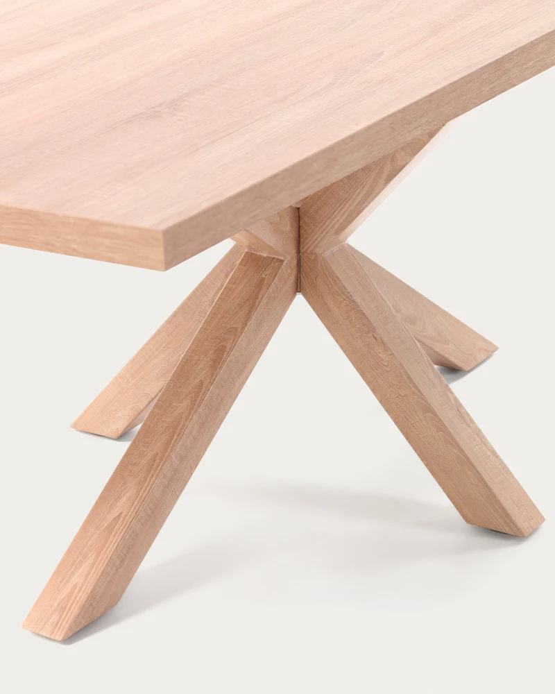 Argo table in melamine with natural finish and wood-effect steel legs 180 x 100 cm