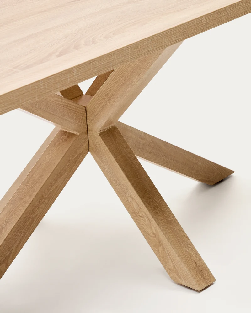 Argo table in melamine with natural finish and wood-effect steel legs 180 x 100 cm